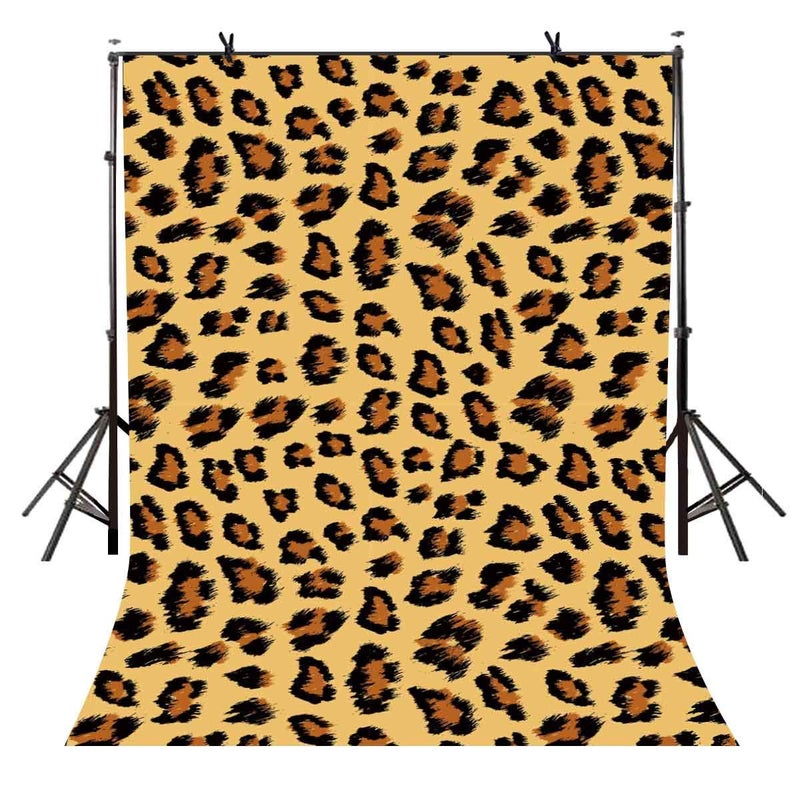 EOA 5(W) x7(H) FT Leopard Pattern Wild Photography Backdrop Black Brown Spots Stylish Leopard Skin Background Lady Bachelorette Party Banner Studio Props - Image 1